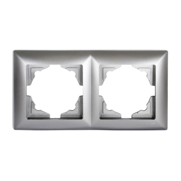 Gunsan Visage 2-fach Rahmen für 2 Steckdosen Schalter Dimmer Silber 01281500000141